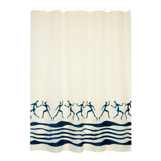 MSV sprchový závěs ZANZIBAR, obrázkový motiv, béžový, 180 x 200 cm, polyester, s kroužky