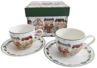 Porcelánové šálky a podšálky Christmas City 2