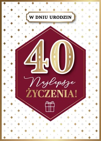 Karnet GM najlepsze zyczenia 40 czerwone złote rąby