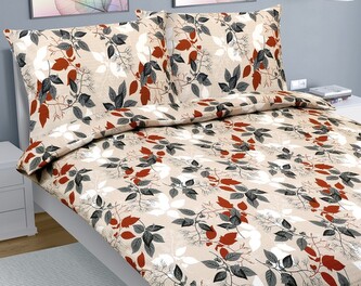 Povlečení krep na dvoudeku - Oranžová,Šedá,Béžová - 1ks 200x220, 2ks 70x90 cm (200 cm šířka x 220 cm délka prodloužená)