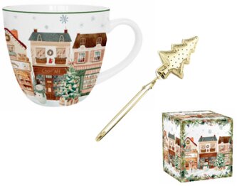 Porcelánový hrnek s čajovým sítkem Christmas City 2