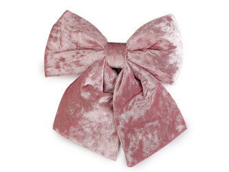 Vánoční mašle sametová 21x24 cm - 1 ks - 2 pudrová