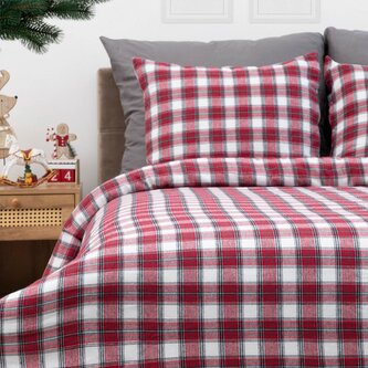 Pościel | NILSA | flanelowa czerwona w kratę | 200x220 cm + 2 x 50x60 cm | 858227 Pościel | NILSA | flanelowa czerwona w kratę | 200x220 cm + 2 x 50x60 cm | 858227