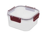 PLASTOVÁ NÁDOBA NA UCHOVÁVÁNÍ POTRAVIN ČTVERECOVÁ CLIP GUARD 1,8L ČERVENÁ