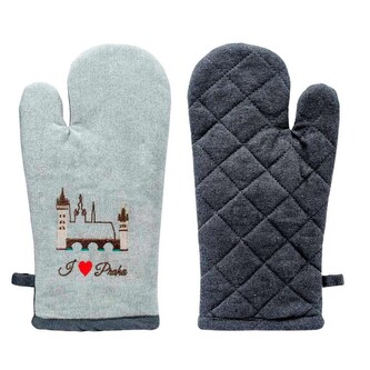 GIFTY CITY Chňapka s magnetem,Světle šedá a tmavě šedá,výšivka Karlův most,RC BA