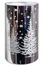 Svítící skleněný válec se stromem – stříbrný, 15 x 9 cm, teplá bílá, 10 LED, časovač