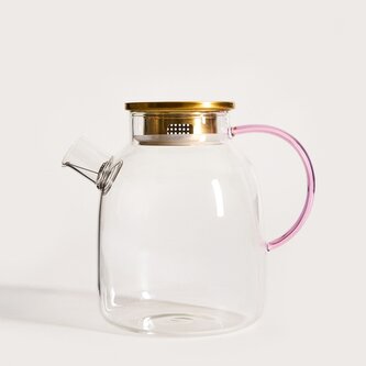 Dzbanek | KUBBE | z różowym uchem i złotym wieczkiem | 1,8 l | 752476