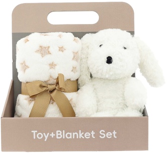Dárkový set s dětskou dekou s plyšovým pejskem
