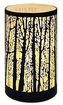 Svítící skleněný válec se stromy – černý, 15 x 9 cm, teplá bílá, 10 LED, časovač
