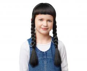 Peruka czarne warkocze z grzywką rozm. un