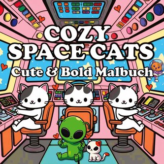 Katzen Malbuch - Cozy Malbuch - Space Cats: Katzen im Weltraum Cute & Chill Süßes Malbuch