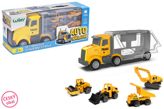 Auto nákladní stavební stroje box na autíčka set 28 cm 4 ks - český obal