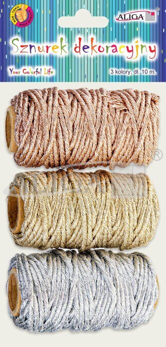 Sznurek dekoracyjny 2mm x 10m 3 kolory\n SZ-7383