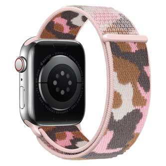 Nylonový řemínek kamufláž pro Apple Watch 42/44/45/46/49mm,Růžová Kamufláž