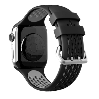Perforovaný řemínek s dvojitým zapínáním pro Apple Watch 38/40/41/42(S10)mm,Černo-Šedý