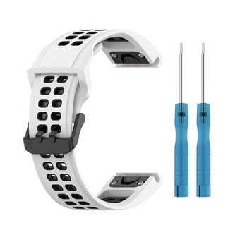 QuickFit perforovaný řemínek s přezkou 26mm,Bílo-Černý