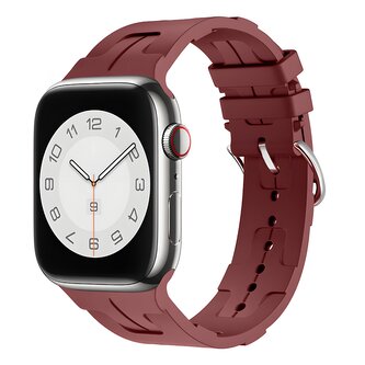 Silikonový řemínek se vzorkem pro Apple Watch 38/40/41mm,Bordeaux (Tmatvší červeno-hnědá)
