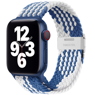Pletený řemínek pro Apple Watch 38/40/41/42(S10)mm,Modro-bílý