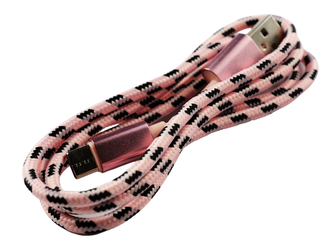 Pletený kabel USB na USB-C 1m,Růžovo-černý