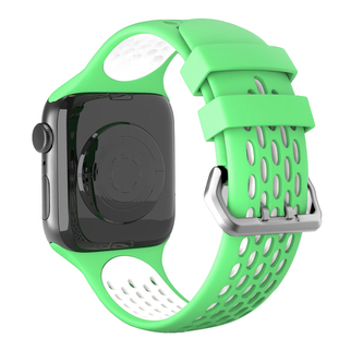 Perforovaný řemínek s dvojitým zapínáním pro Apple Watch 38/40/41/42(S10)mm,Zeleno-bílý