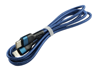 Pletený kabel 1m USB-C na lightning,modrý