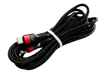 Pletený kabel 3m USB-C na lightning,Černo-Červený