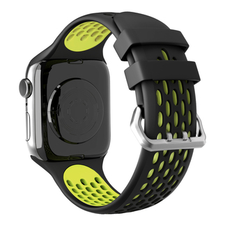 Perforovaný řemínek s dvojitým zapínáním pro Apple Watch 38/40/41/42(S10)mm,Černo-žlutý