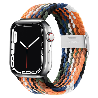 Pletený řemínek pro Apple Watch 38/40/41/42(S10)mm,Oranžovo-modro-zelený