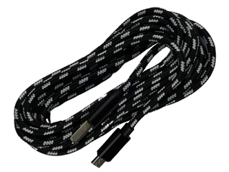 Pletený kabel USB na MICRO-USB 3m,Černo-Bílý