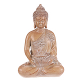 Buddha - polyresin, místo na čajovou/LED svíčku, sv. hnědý