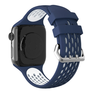 Perforovaný řemínek s dvojitým zapínáním pro Apple Watch 38/40/41/42(S10)mm,Tmavěmodro-Bílý