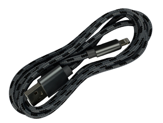 Pletený kabel USB na lightning 1m,Šedo-černý
