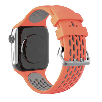 Perforovaný řemínek s dvojitým zapínáním pro Apple Watch 38/40/41/42(S10)mm,Oranžovo-Šedý