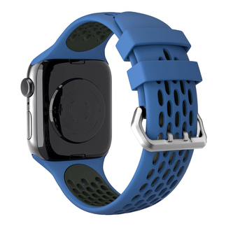 Perforovaný řemínek s dvojitým zapínáním pro Apple Watch 38/40/41/42(S10)mm,Tmavěmodro-Černý