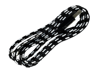 Pletený kabel USB na MICRO-USB 1m,Černo-Bílý