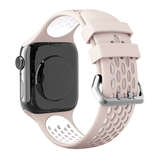 Perforovaný řemínek s dvojitým zapínáním pro Apple Watch 38/40/41/42(S10)mm,Béžovo-bílý