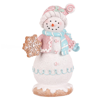 Sněhulák perníkový - polyresin, v pestrobarevném oblečku