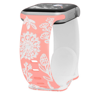 Řemínek gravírované pampelišky pro Apple Watch 38/40/41/42(S10)mm,Růžovo-Bílá