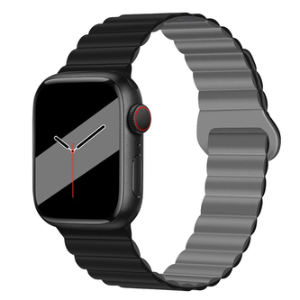 Silikonový magnetický řemínek pro Apple Watch 38/40/41/42(S10)mm,Černo-Šedá