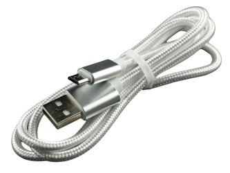 Pletený kabel 1m USB na MICRO-USB,Bílý