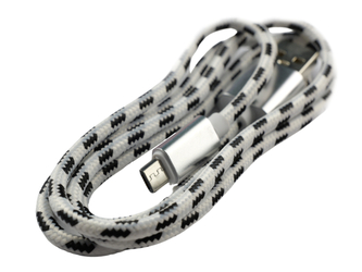 Pletený kabel USB na MICRO-USB 1m,Bílo-Černý