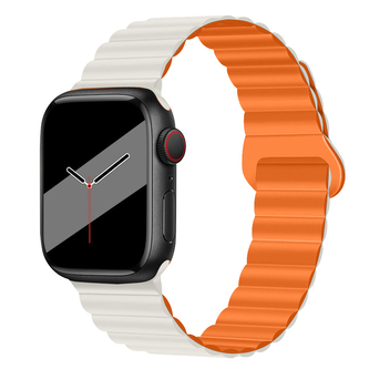 Silikonový magnetický řemínek pro Apple Watch 38/40/41/42(S10)mm,Béžovo-oranžová