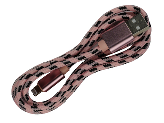 Pletený kabel USB na lightning 1m,Růžovo-černý