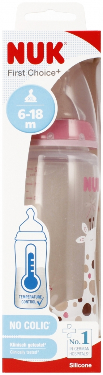 NUK Butelka z wskaźnikiem temp. 360 ml 6-18m First Choice różowa 10216248 NUK Butelka z wskaźnikiem temp. 360 ml 6-18m First Choice różowa 10216248