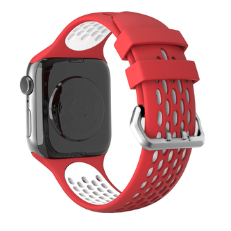 Perforovaný řemínek s dvojitým zapínáním pro Apple Watch 38/40/41/42(S10)mm,Červeno-Bílý