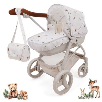 Kočárek pro panenky Bella 2v1 s taškou - Woodland