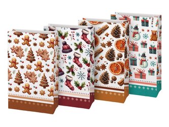 Torebka papierowa bożonarodzeniowa BN KRAFT 3  15x27x9cm 12szt