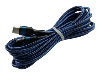Pletený kabel 3m USB-C na USB-C,modrý