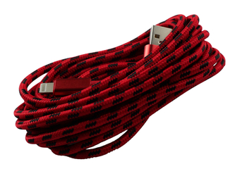 Pletený kabel USB na lightning 3m,Červeno-Černý