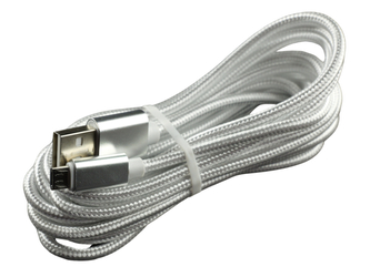 Pletený kabel 3m USB na MICRO-USB,Bílý